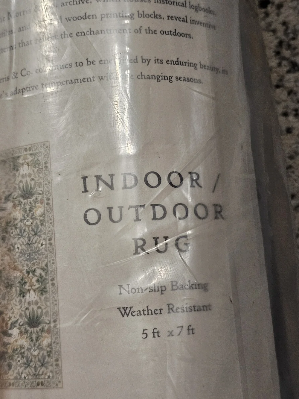 MORRIS & CO Strawberry Thief Printed Outdoor Indoor  Area Rug - 5x7', Sage